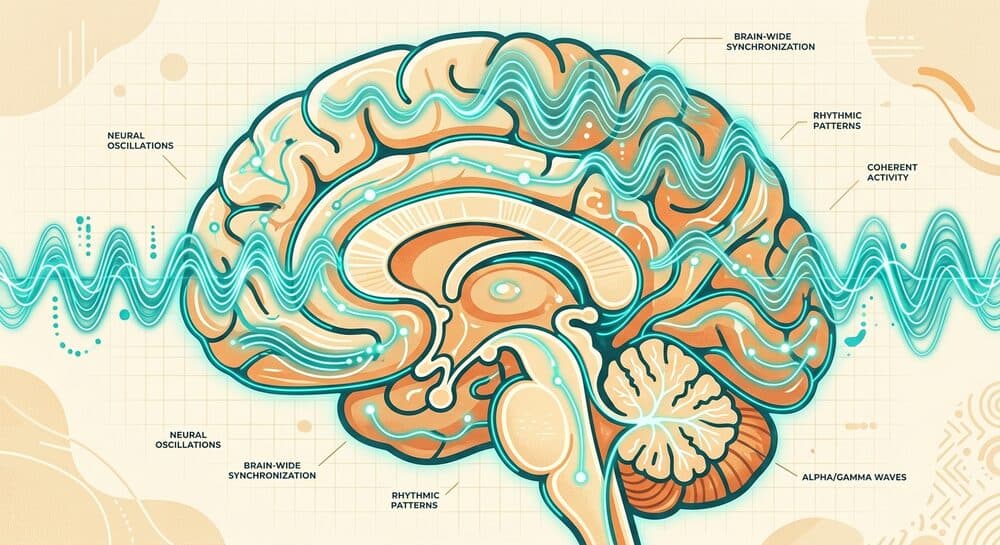 Illustration of brain-wide synchronization through rhythmic patterns